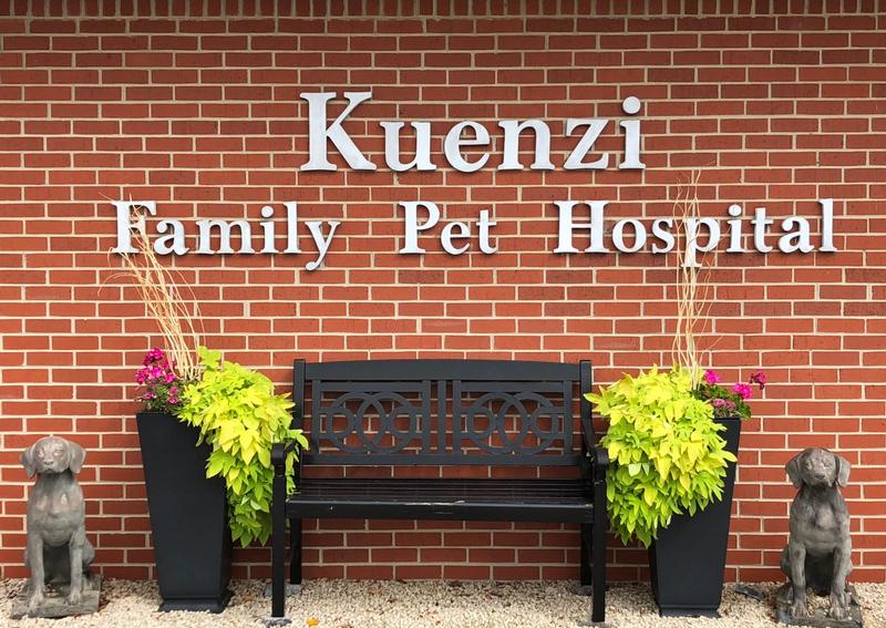 Carousel Slide 1: Kuenzi Family Pet Hospital Exterior Sign